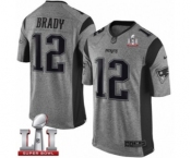 Men's Nike New England Patriots #12 Tom Brady Limited Gray Gridiron Super Bowl LI 51 NFL Jersey