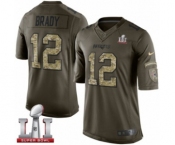 Men's Nike New England Patriots #12 Tom Brady Limited Green Salute to Service Super Bowl LI 51 NFL Jersey