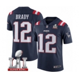 Men's Nike New England Patriots #12 Tom Brady Limited Navy Blue Rush Super Bowl LI 51 NFL Jersey