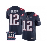 Men's Nike New England Patriots #12 Tom Brady Limited Navy Blue Rush Super Bowl LI Champions NFL Jersey