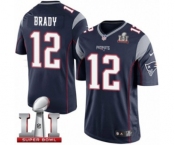 Men's Nike New England Patriots #12 Tom Brady Limited Navy Blue Team Color Super Bowl LI 51 NFL Jersey