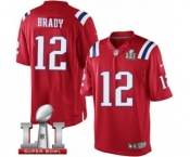 Men's Nike New England Patriots #12 Tom Brady Limited Red Alternate Super Bowl LI 51 NFL Jersey