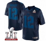 Men's Nike New England Patriots #12 Tom Brady Navy Blue Drenched Limited Super Bowl LI 51 NFL Jersey