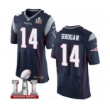 Men's Nike New England Patriots #14 Steve Grogan Elite Navy Blue Team Color Super Bowl LI 51 NFL Jersey