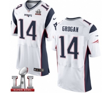 Men's Nike New England Patriots #14 Steve Grogan Elite White Super Bowl LI 51 NFL Jersey