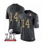 Men's Nike New England Patriots #14 Steve Grogan Limited Black 2016 Salute to Service Super Bowl LI 51 NFL Jersey