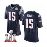 Men's Nike New England Patriots #15 Chris Hogan Elite Navy Blue Team Color Super Bowl LI 51 NFL Jersey