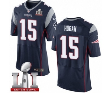 Men's Nike New England Patriots #15 Chris Hogan Elite Navy Blue Team Color Super Bowl LI 51 NFL Jersey