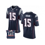 Men's Nike New England Patriots #15 Chris Hogan Elite Navy Blue Team Color Super Bowl LI Champions NFL Jersey