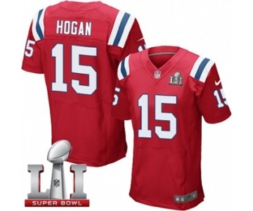 Men's Nike New England Patriots #15 Chris Hogan Elite Red Alternate Super Bowl LI 51 NFL Jersey