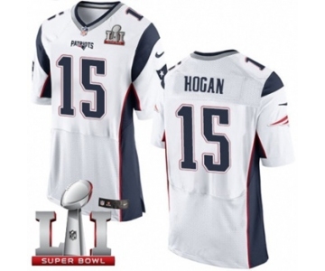 Men's Nike New England Patriots #15 Chris Hogan Elite White Super Bowl LI 51 NFL Jersey