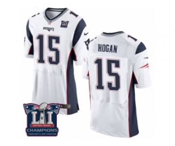 Men's Nike New England Patriots #15 Chris Hogan Elite White Super Bowl LI Champions NFL Jersey