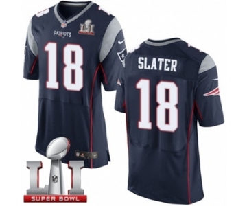 Men's Nike New England Patriots #18 Matthew Slater Elite Navy Blue Team Color Super Bowl LI 51 NFL Jersey