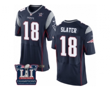 Men's Nike New England Patriots #18 Matthew Slater Elite Navy Blue Team Color Super Bowl LI Champions NFL Jersey