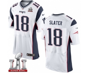 Men's Nike New England Patriots #18 Matthew Slater Elite White Super Bowl LI 51 NFL Jersey