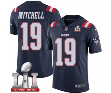 Men's Nike New England Patriots #19 Malcolm Mitchell Limited Navy Blue Rush Super Bowl LI 51 NFL Jersey