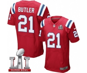 Men's Nike New England Patriots #21 Malcolm Butler Elite Red Alternate Super Bowl LI 51 NFL Jersey