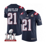 Men's Nike New England Patriots #21 Malcolm Butler Limited Navy Blue Rush Super Bowl LI 51 NFL Jersey