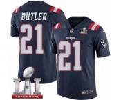 Men's Nike New England Patriots #21 Malcolm Butler Limited Navy Blue Rush Super Bowl LI 51 NFL Jersey