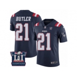 Men's Nike New England Patriots #21 Malcolm Butler Limited Navy Blue Rush Super Bowl LI Champions NFL Jersey