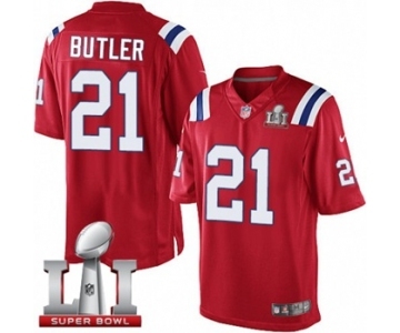 Men's Nike New England Patriots #21 Malcolm Butler Limited Red Alternate Super Bowl LI 51 NFL Jersey