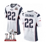 Men's Nike New England Patriots #22 Justin Coleman Elite White Super Bowl LI 51 NFL Jersey