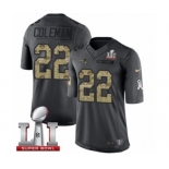 Men's Nike New England Patriots #22 Justin Coleman Limited Black 2016 Salute to Service Super Bowl LI 51 NFL Jersey