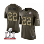 Men's Nike New England Patriots #22 Justin Coleman Limited Green Salute to Service Super Bowl LI 51 NFL Jersey