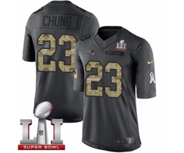 Men's Nike New England Patriots #23 Patrick Chung Limited Black 2016 Salute to Service Super Bowl LI 51 NFL Jersey