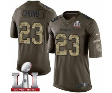 Men's Nike New England Patriots #23 Patrick Chung Limited Green Salute to Service Super Bowl LI 51 NFL Jersey