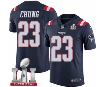 Men's Nike New England Patriots #23 Patrick Chung Limited Navy Blue Rush Super Bowl LI 51 NFL Jersey