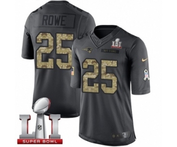 Men's Nike New England Patriots #25 Eric Rowe Limited Black 2016 Salute to Service Super Bowl LI 51 NFL Jersey