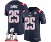 Men's Nike New England Patriots #25 Eric Rowe Limited Navy Blue Rush Super Bowl LI 51 NFL Jersey