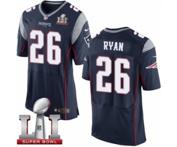 Men's Nike New England Patriots #26 Logan Ryan Elite Navy Blue Team Color Super Bowl LI 51 NFL Jersey