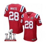 Men's Nike New England Patriots #28 James White Elite Red Alternate Super Bowl LI 51 NFL Jersey