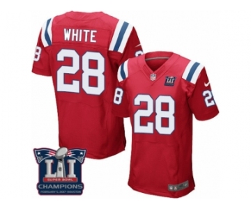 Men's Nike New England Patriots #28 James White Elite Red Alternate Super Bowl LI Champions NFL Jersey