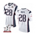 Men's Nike New England Patriots #28 James White Elite White Super Bowl LI 51 NFL Jersey