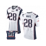 Men's Nike New England Patriots #28 James White Elite White Super Bowl LI Champions NFL Jersey