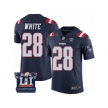 Men's Nike New England Patriots #28 James White Limited Navy Blue Rush Super Bowl LI Champions NFL Jersey