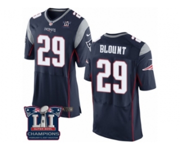 Men's Nike New England Patriots #29 LeGarrette Blount Elite Navy Blue Team Color Super Bowl LI Champions NFL Jersey