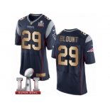 Men's Nike New England Patriots #29 LeGarrette Blount Elite Navy Gold Team Color Super Bowl LI 51 NFL Jersey