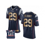 Men's Nike New England Patriots #29 LeGarrette Blount Elite Navy Gold Team Color Super Bowl LI Champions NFL Jersey