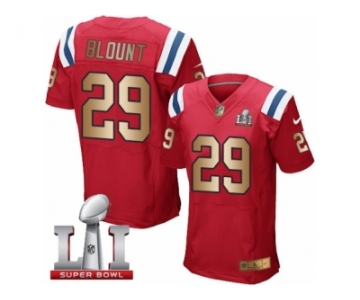 Men's Nike New England Patriots #29 LeGarrette Blount Elite Red Gold Alternate Super Bowl LI 51 NFL Jersey