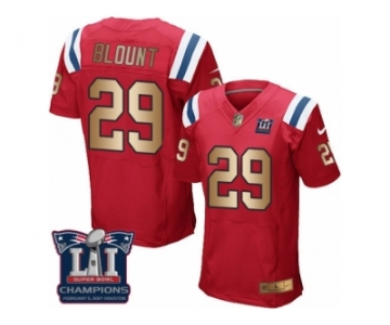 Men's Nike New England Patriots #29 LeGarrette Blount Elite Red Gold Alternate Super Bowl LI Champions NFL Jersey