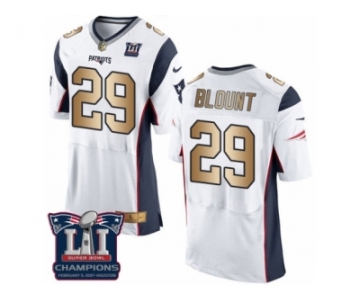 Men's Nike New England Patriots #29 LeGarrette Blount Elite White Gold Super Bowl LI Champions NFL Jersey