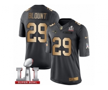 Men's Nike New England Patriots #29 LeGarrette Blount Limited Black Gold Salute to Service Super Bowl LI 51 NFL Jersey