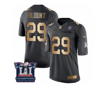 Men's Nike New England Patriots #29 LeGarrette Blount Limited Black Gold Salute to Service Super Bowl LI Champions NFL Jersey