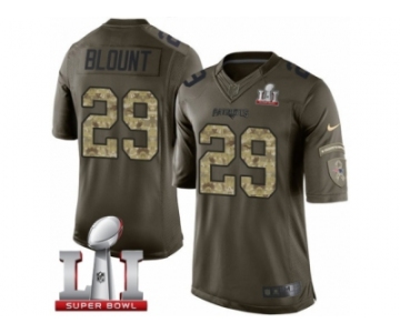 Men's Nike New England Patriots #29 LeGarrette Blount Limited Green Salute to Service Super Bowl LI 51 NFL Jersey