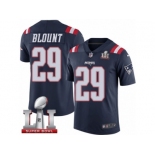 Men's Nike New England Patriots #29 LeGarrette Blount Limited Navy Blue Rush Super Bowl LI 51 NFL Jersey