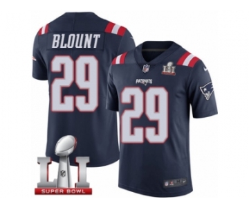 Men's Nike New England Patriots #29 LeGarrette Blount Limited Navy Blue Rush Super Bowl LI 51 NFL Jersey